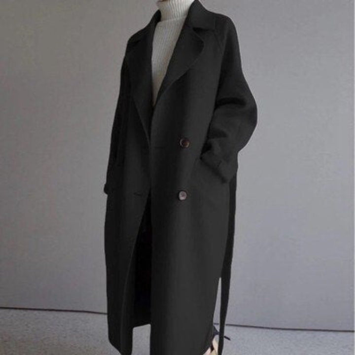 Damen Wintermantel Longline aus Kaschmir-Mischung in Schwarz