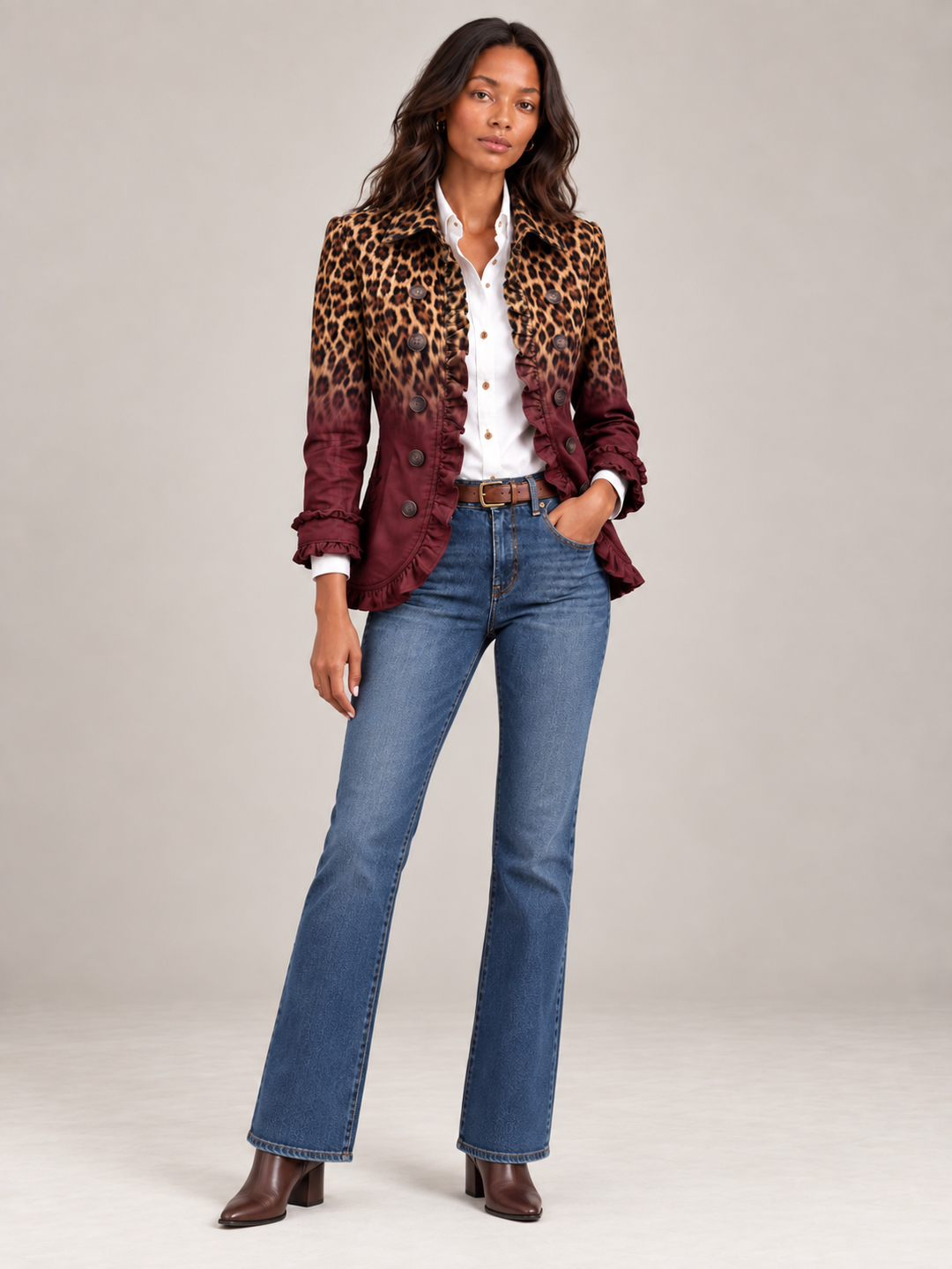 Damen Wintermantel mit strukturiertem Blazer-Schnitt und Leopardenmuster (12)
