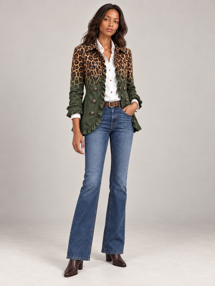 Damen Wintermantel mit strukturiertem Blazer-Schnitt und Leopardenmuster (6)