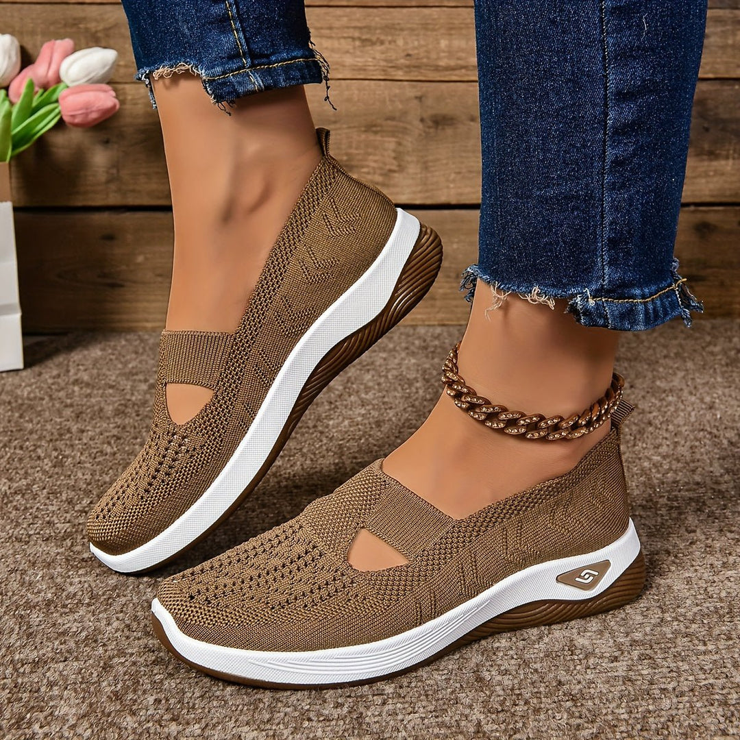 Damen Winterschuhe aus Strick für Alltag in Braun