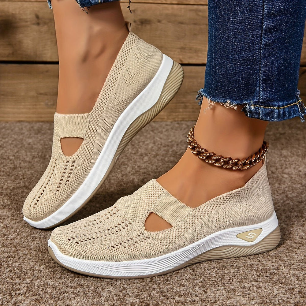 Damen Winterschuhe aus Strick für Alltag in Creme