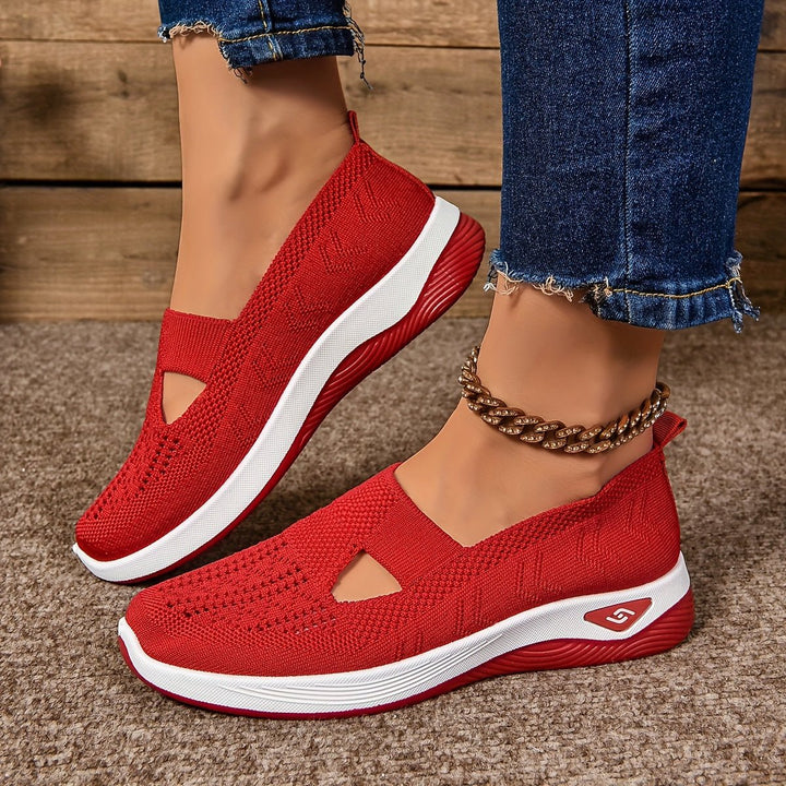 Damen Winterschuhe aus Strick für Alltag in Rot