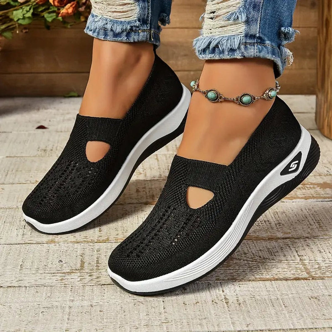 Damen Winterschuhe aus Strick für Alltag in Schwarz