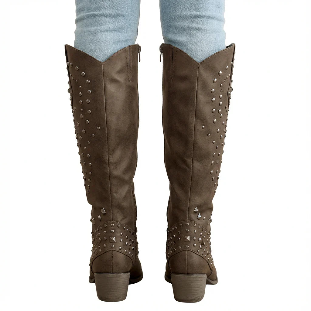 Damen Winterstiefel im Western-Stil mit Nieten (5)