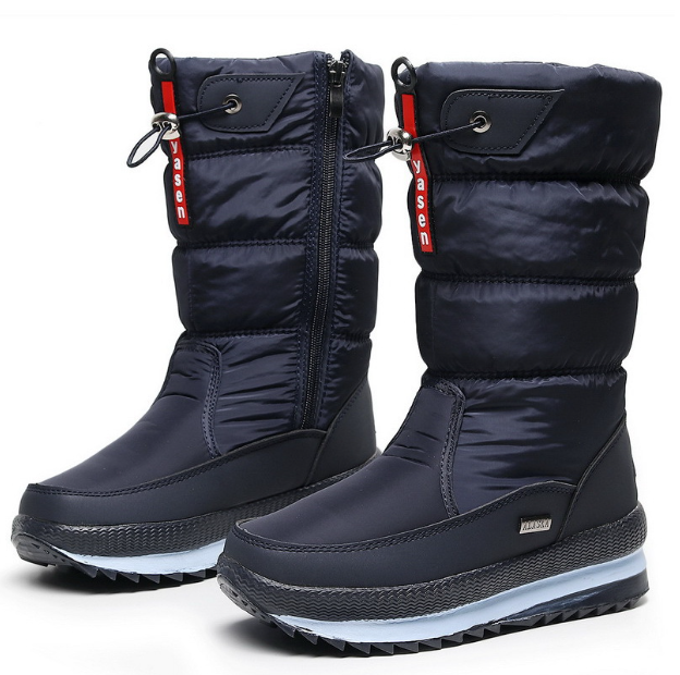 Damen Winterstiefel mit dickem Kunstfell-Futter in Blau