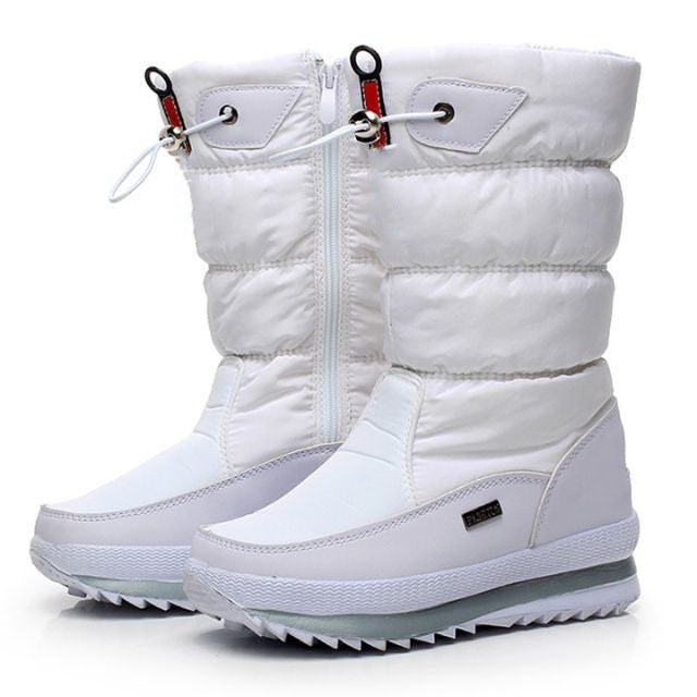 Damen Winterstiefel mit dickem Kunstfell-Futter in Weiß