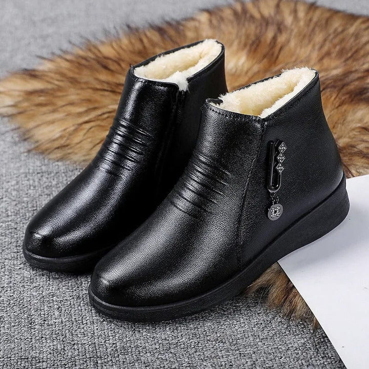 Damen Winterstiefel mit Reißverschluss & Fleecefutter in Schwarz 2