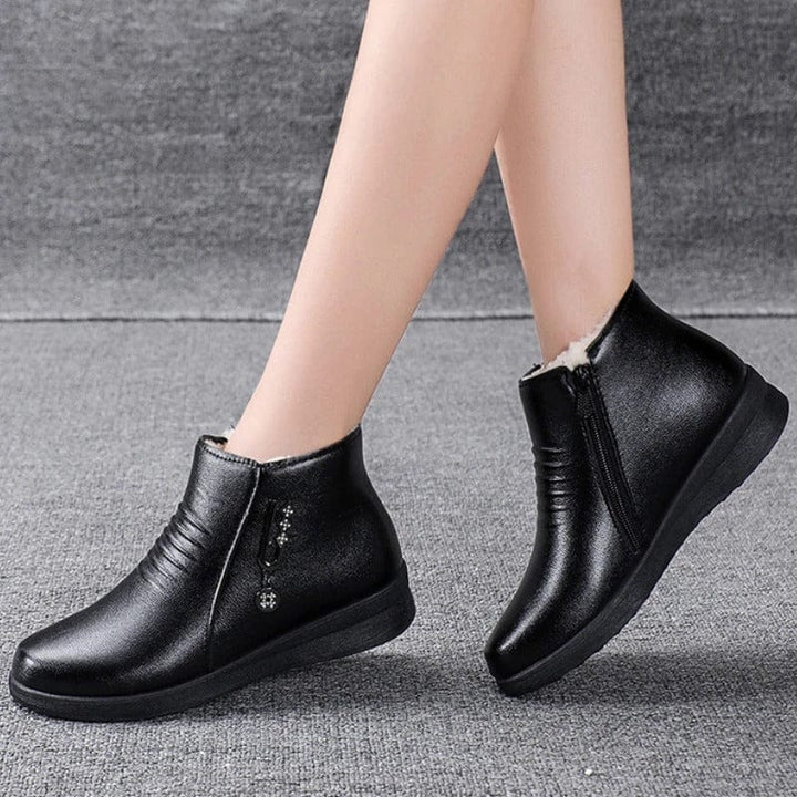 Damen Winterstiefel mit Reißverschluss & Fleecefutter in Schwarz 3