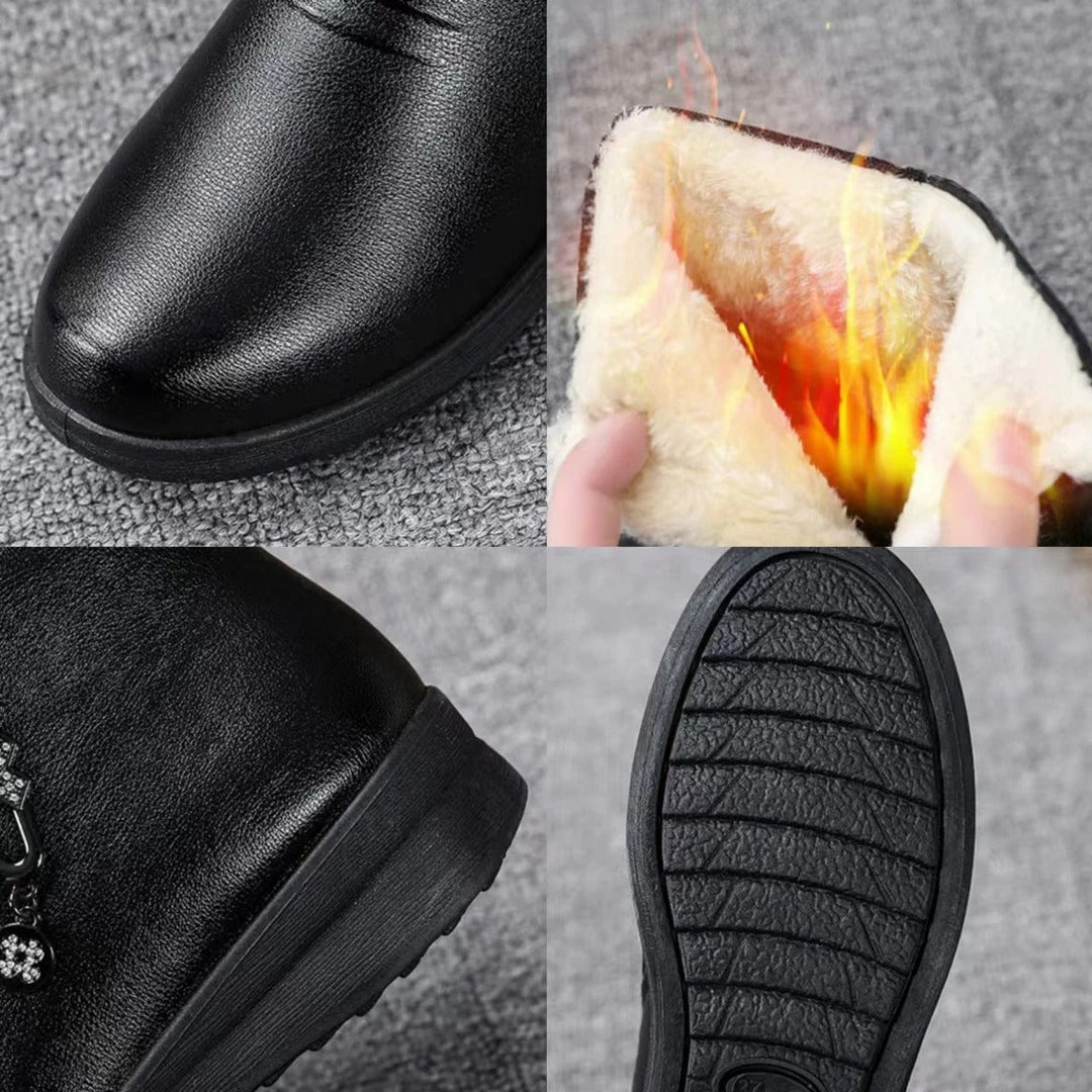 Damen Winterstiefel mit Reißverschluss & Fleecefutter in Schwarz 4