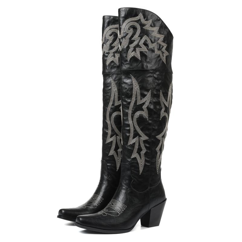 Damen Winterstiefel mit stilvollem Western-Flair in Schwarz