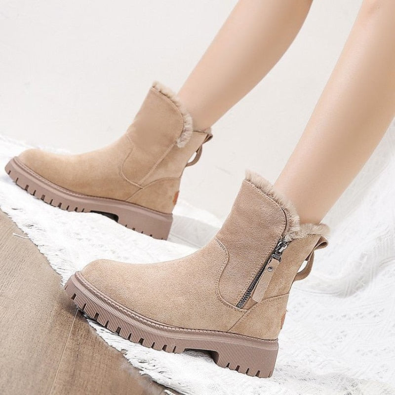 Damen Winterstiefel mit Wärmefutter und Grip-Sohle in Beige 1