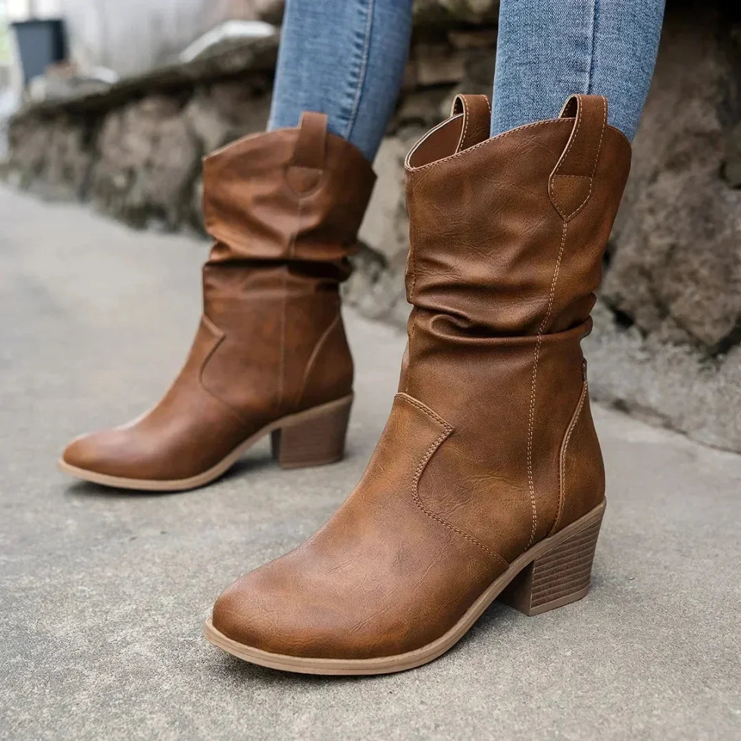 Damen Winterstiefel Slouch im modernen Stil in Braun