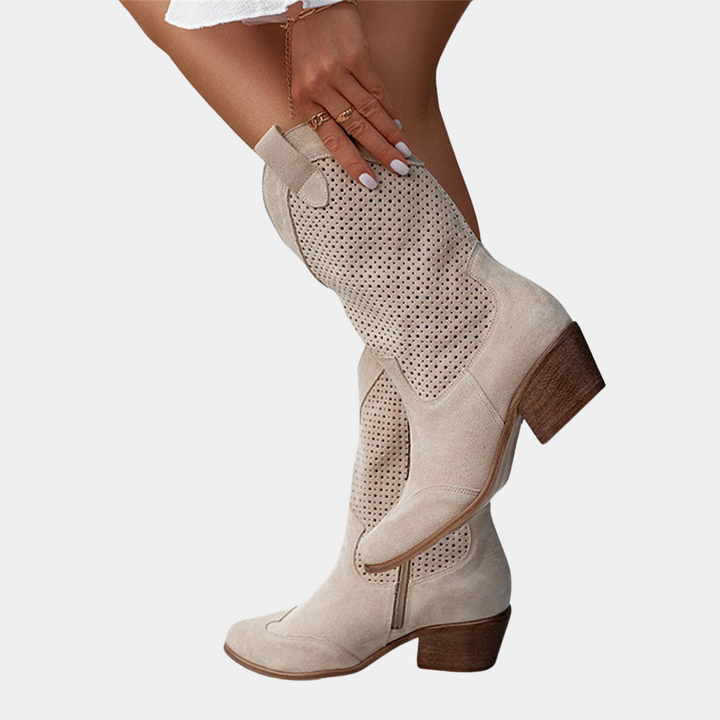 Damen Winterstiefel Wildleder Westernstil (3)