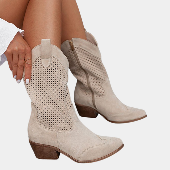 Damen Winterstiefel Wildleder Westernstil (6)