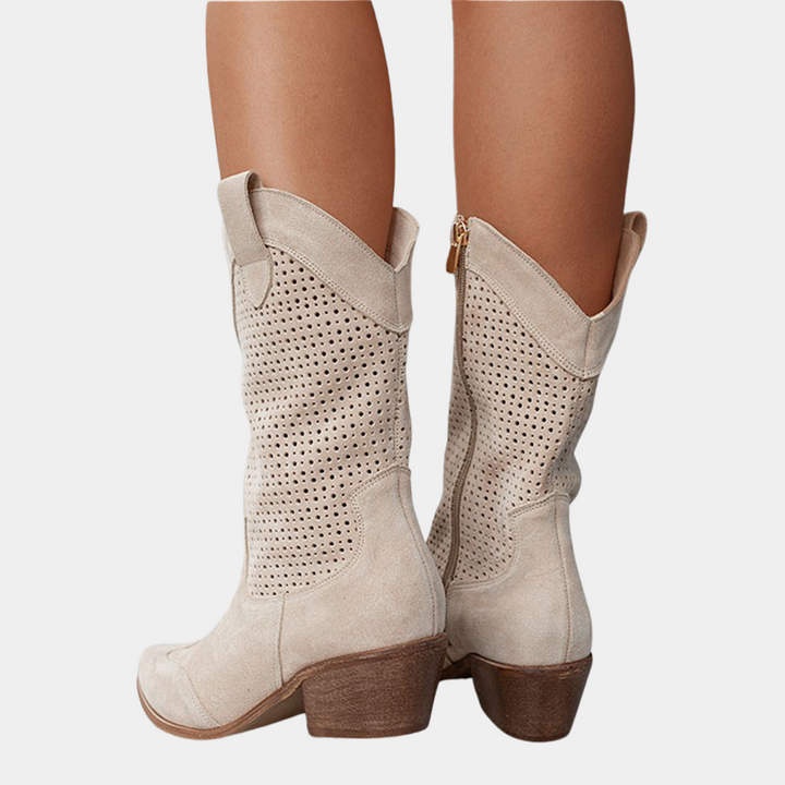 Damen Winterstiefel Wildleder Westernstil (8)
