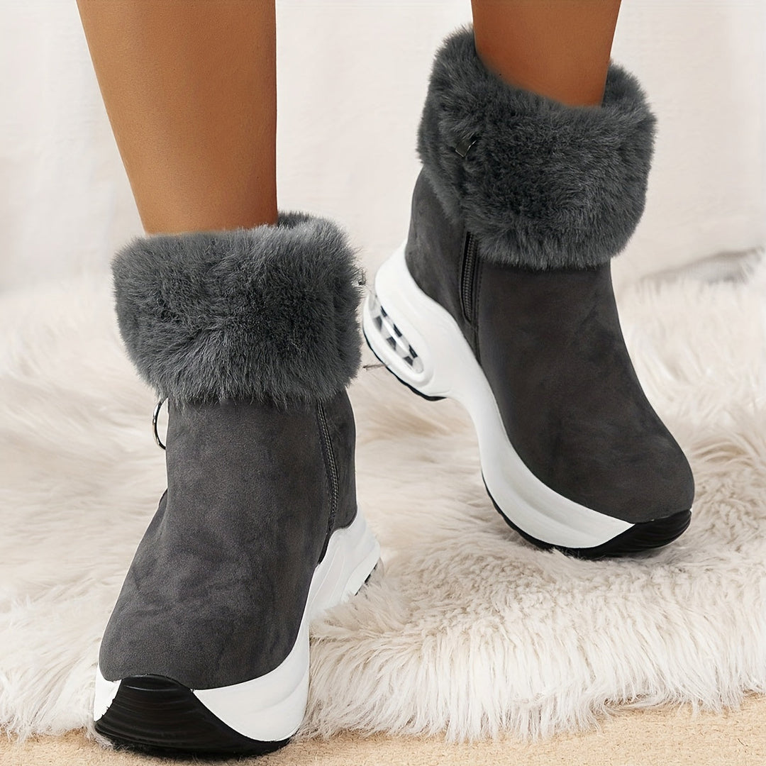 Damen Winterstiefeletten aus Kunstfell mit Plattformsohle (3)