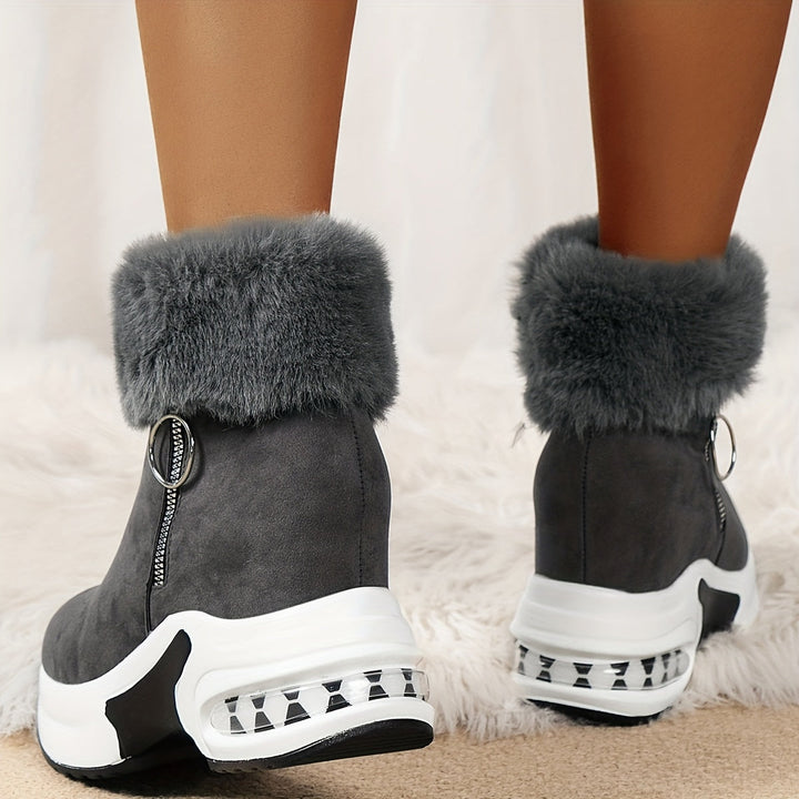 Damen Winterstiefeletten aus Kunstfell mit Plattformsohle (4)