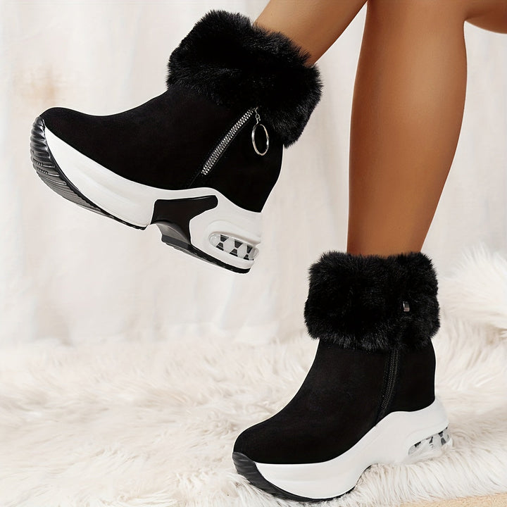 Damen Winterstiefeletten aus Kunstfell mit Plattformsohle (5)
