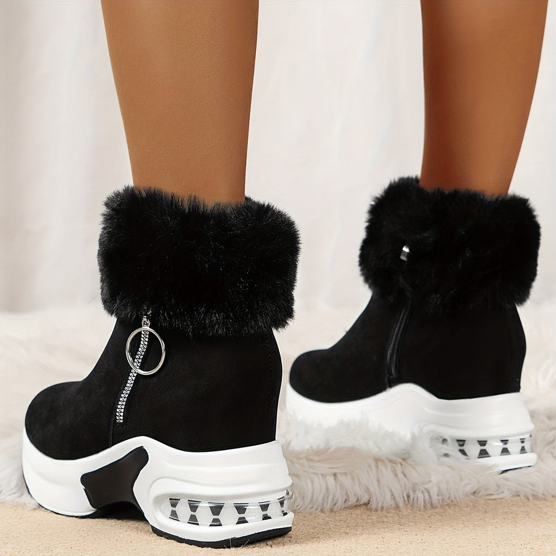 Damen Winterstiefeletten aus Kunstfell mit Plattformsohle (6)