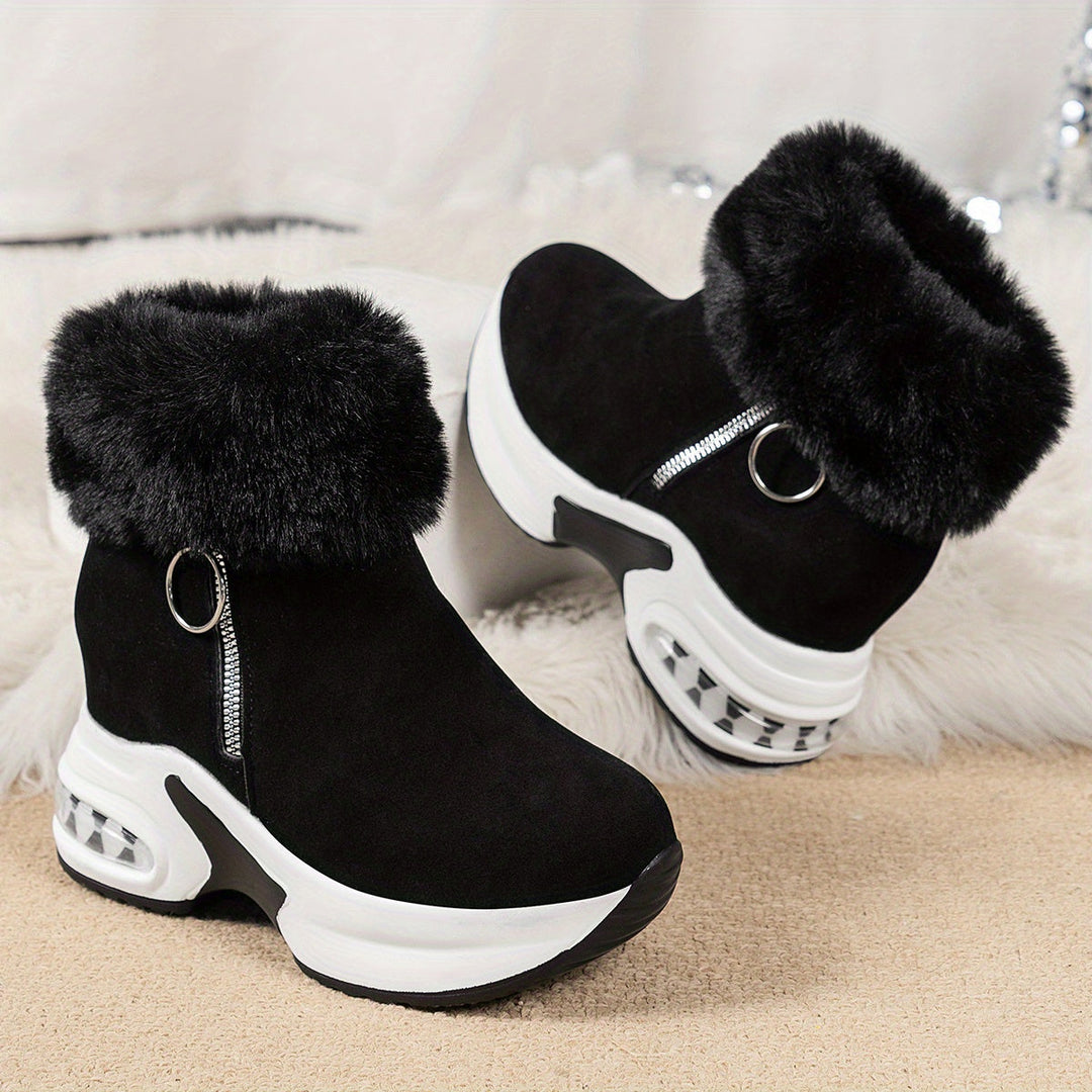Damen Winterstiefeletten aus Kunstfell mit Plattformsohle (7)