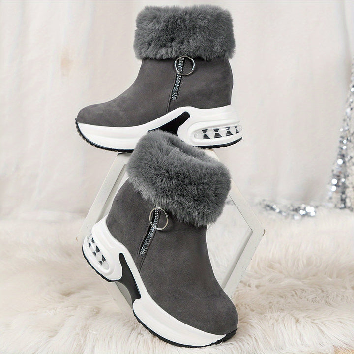 Damen Winterstiefeletten aus Kunstfell mit Plattformsohle (8)
