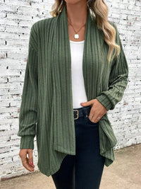 Johanna | Damen Winterstrickjacke mit Wasserfall-Revers im Rippstrick