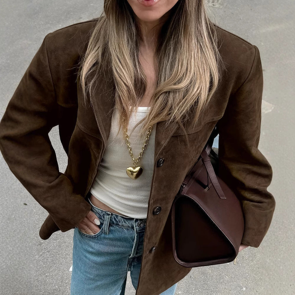 Damen zeitlose Wildlederjacke für jeden Tag (2)
