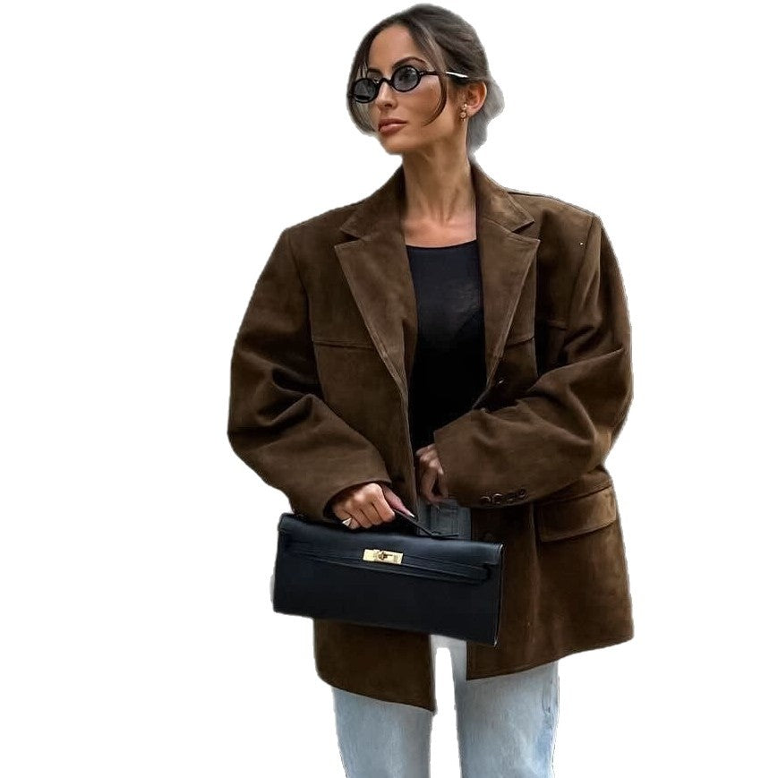 Damen zeitlose Wildlederjacke für jeden Tag (5)