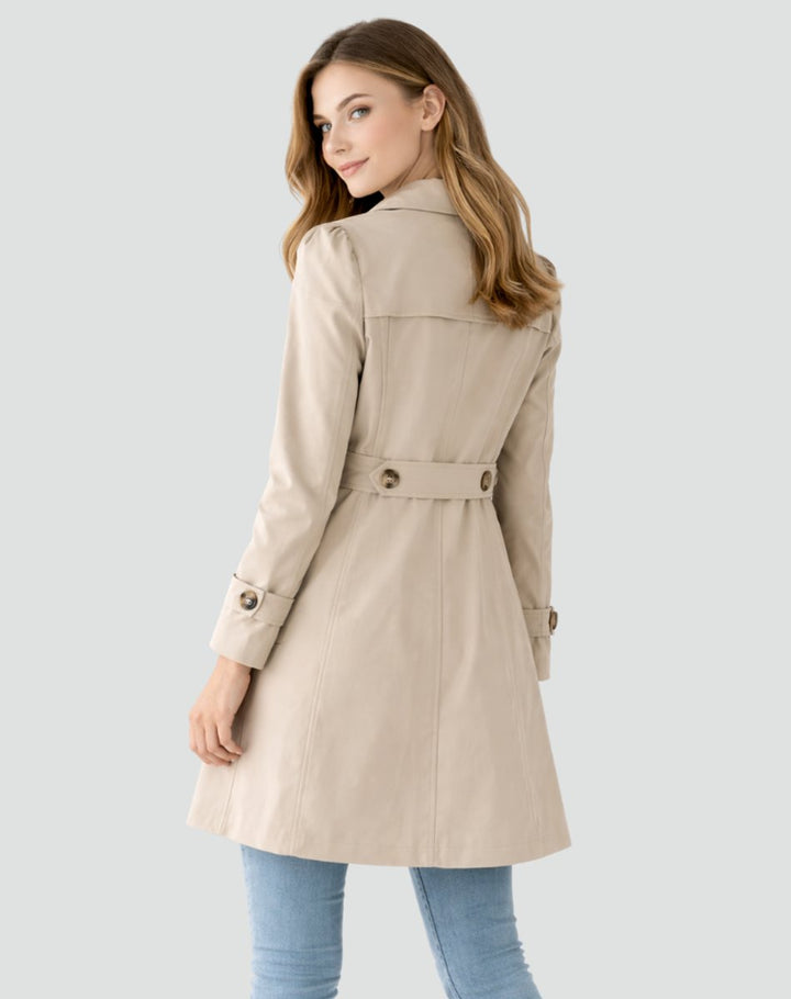 Damen Zeitloser Eleganter Taillierter Trenchcoat (5)