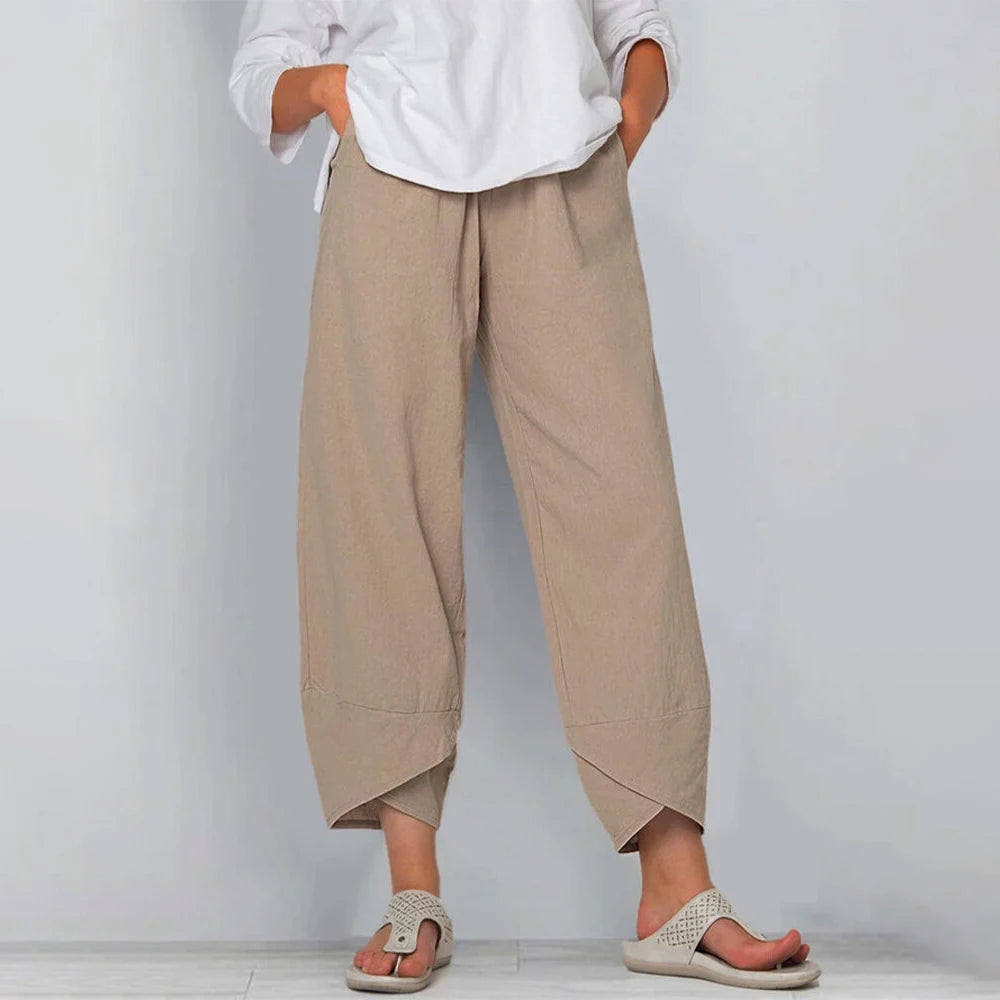 Die Fließende Leinenhose in Khaki