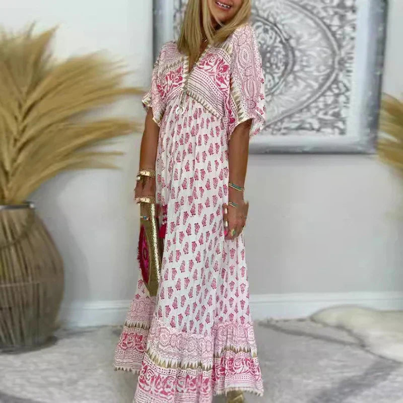 Dress | Boho Print Maxi Summer in Rosa
