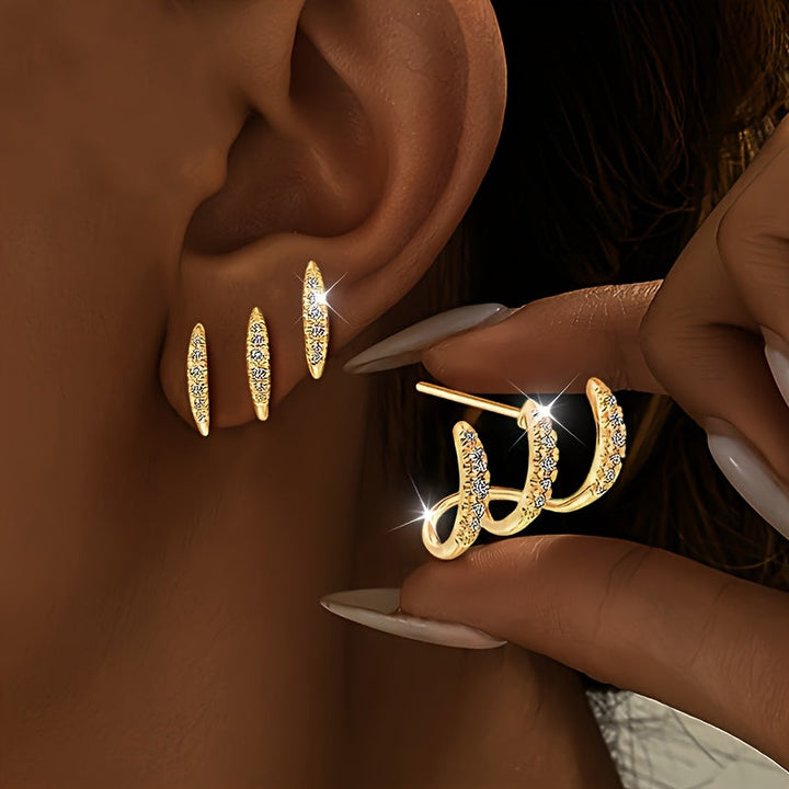 Elegante Strass Dreikrallen Ohrringe