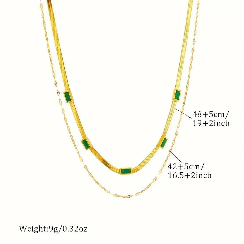 Retro-Doppelschicht-Halsband Sorella Gem | Gold