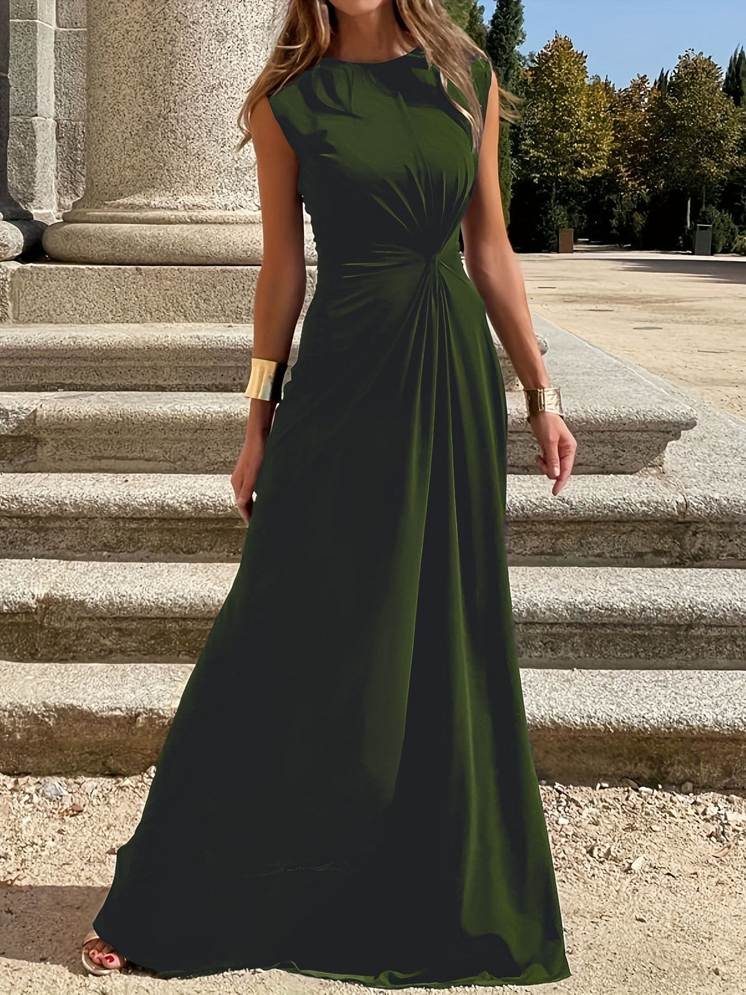 Damen Maxikleid für Hochzeitsgäste im eleganten Stil in Grün