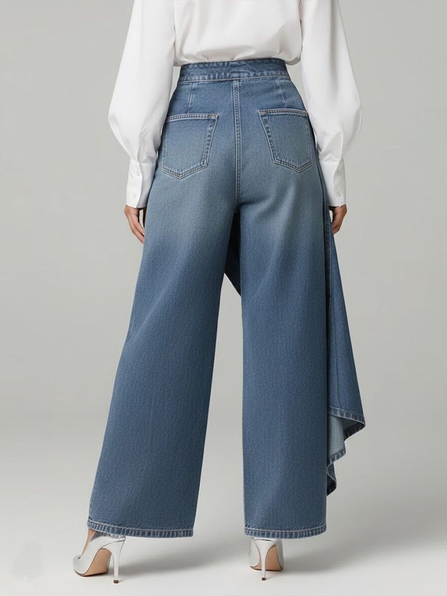 Elegante Damen High-Waisted Jeans Weitbein (2)