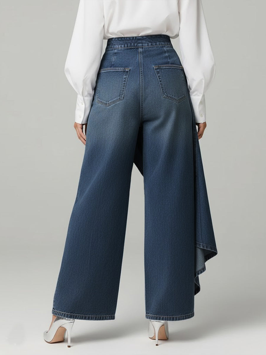 Elegante Damen High-Waisted Jeans Weitbein (4)