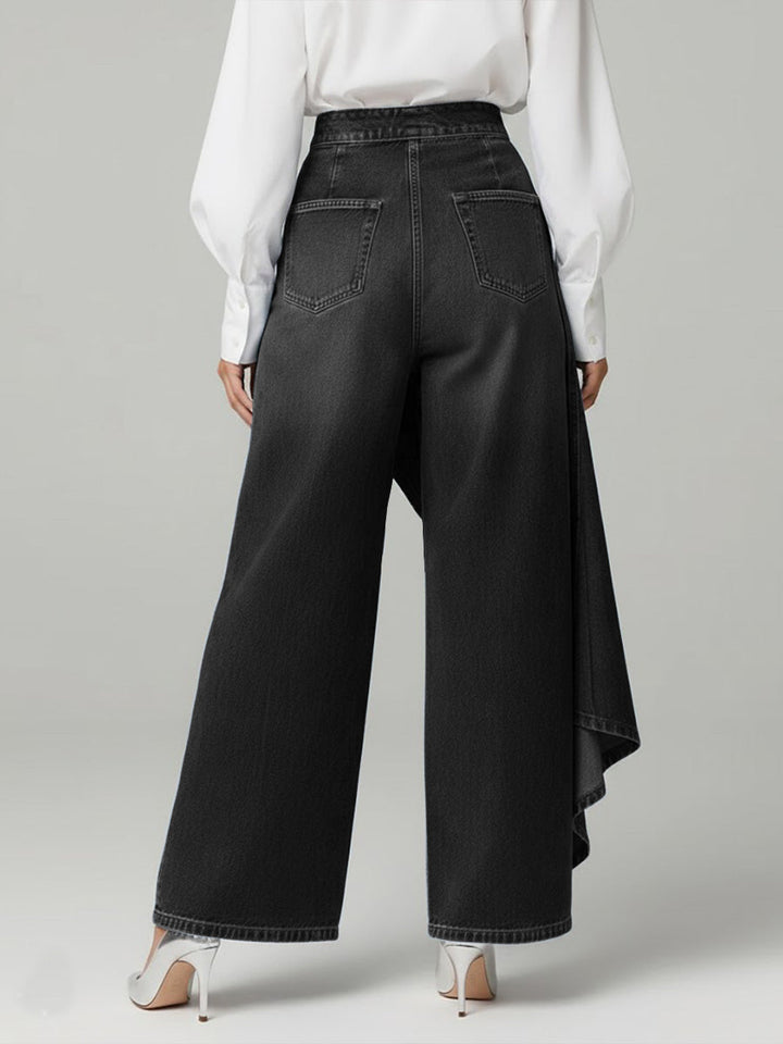 Elegante Damen High-Waisted Jeans Weitbein (6)