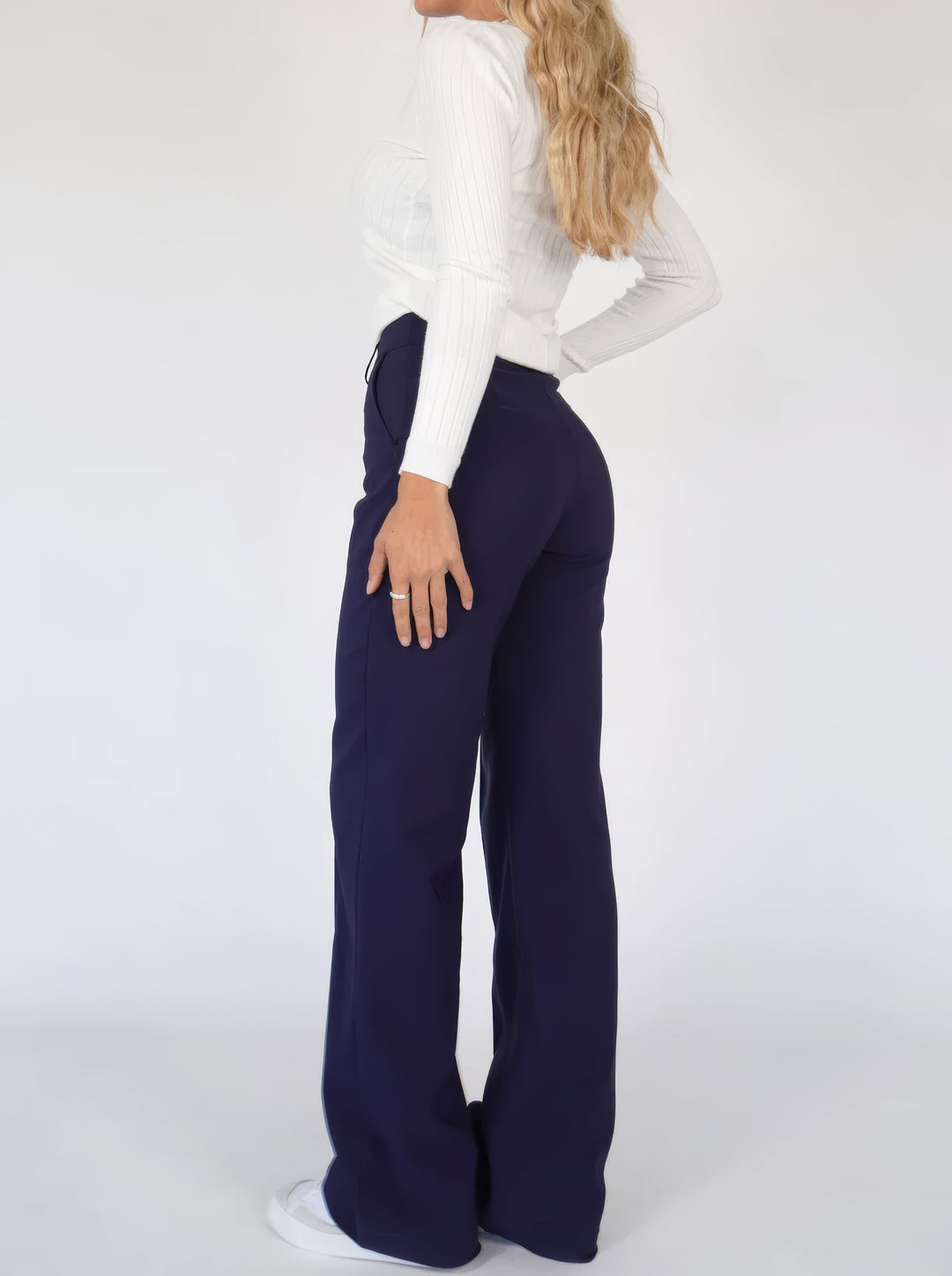 Elegante Damen Hose mit hoher Taille in Blau 2