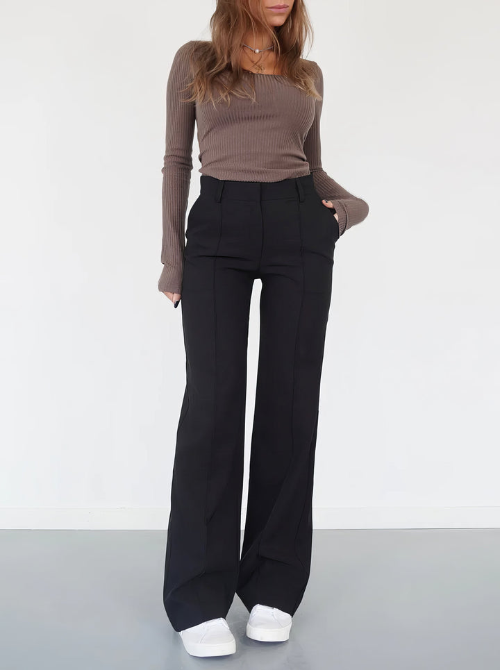 Elegante Damen Hose mit hoher Taille in Schwarz