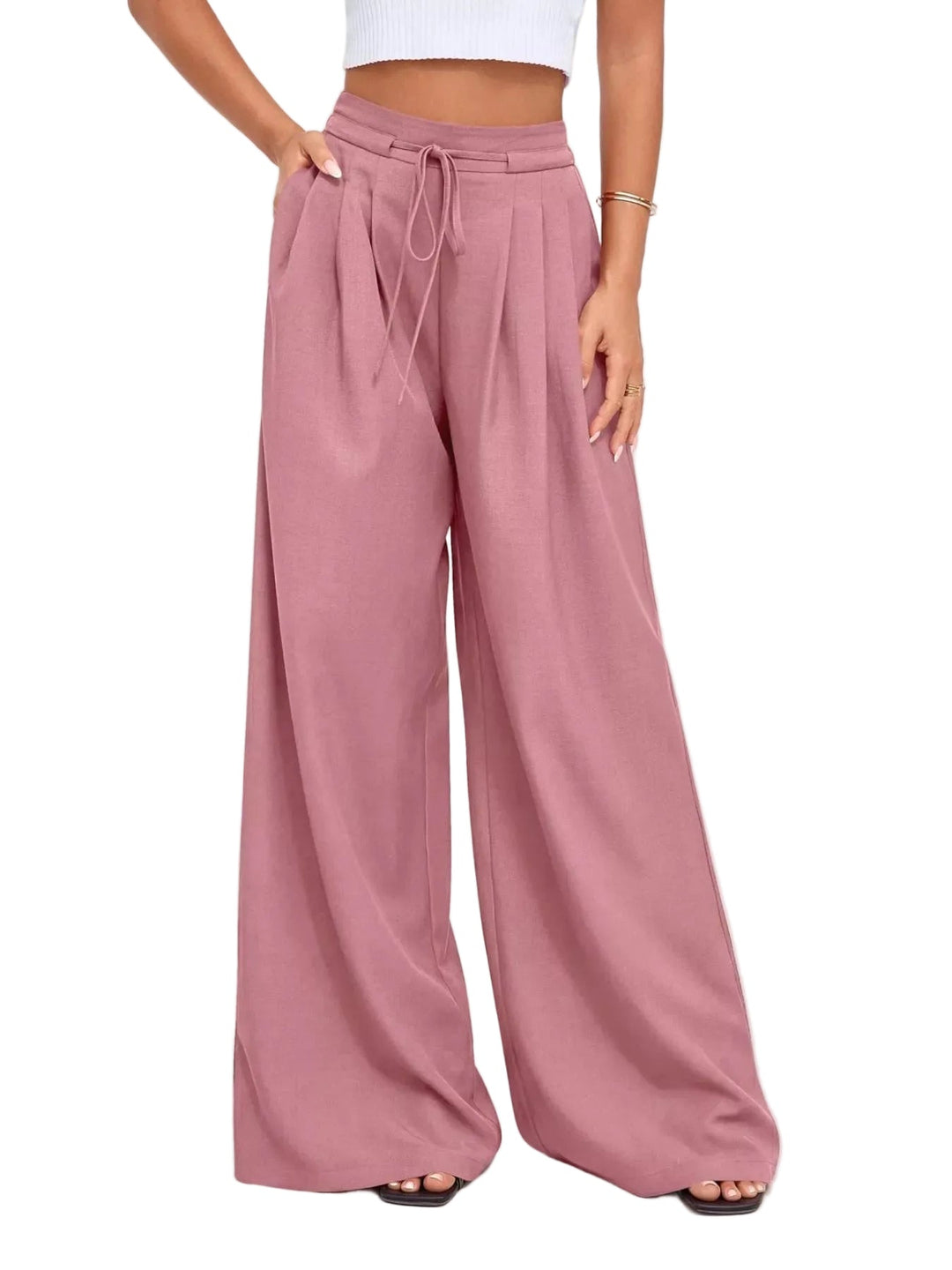 Elegante Damen Hosen mit hoher Taille in Rosa