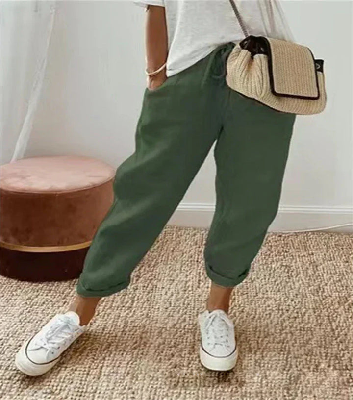 Elegante Damen Leinenhose in Grün