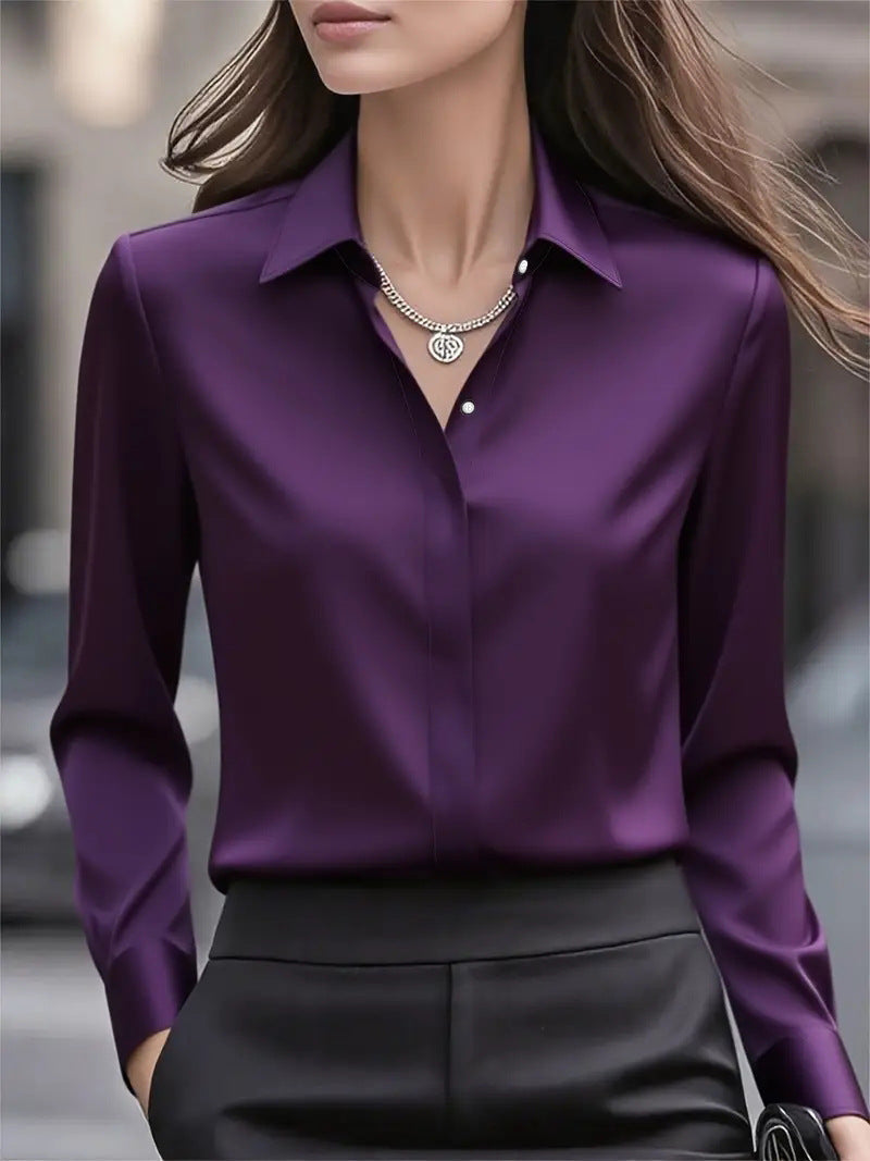 Elegante Damen Seidenbluse klassisch zeitlos in Flieder