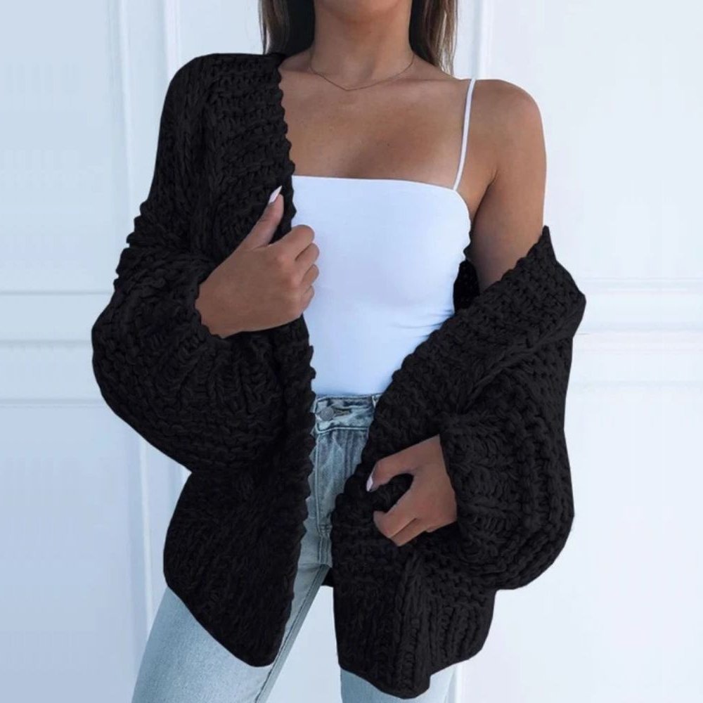 Elegante Damen Strickjacke aus grober Wolle (5)