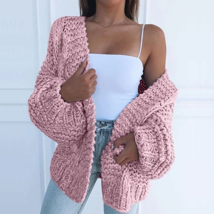 Elegante Damen Strickjacke aus grober Wolle (7)