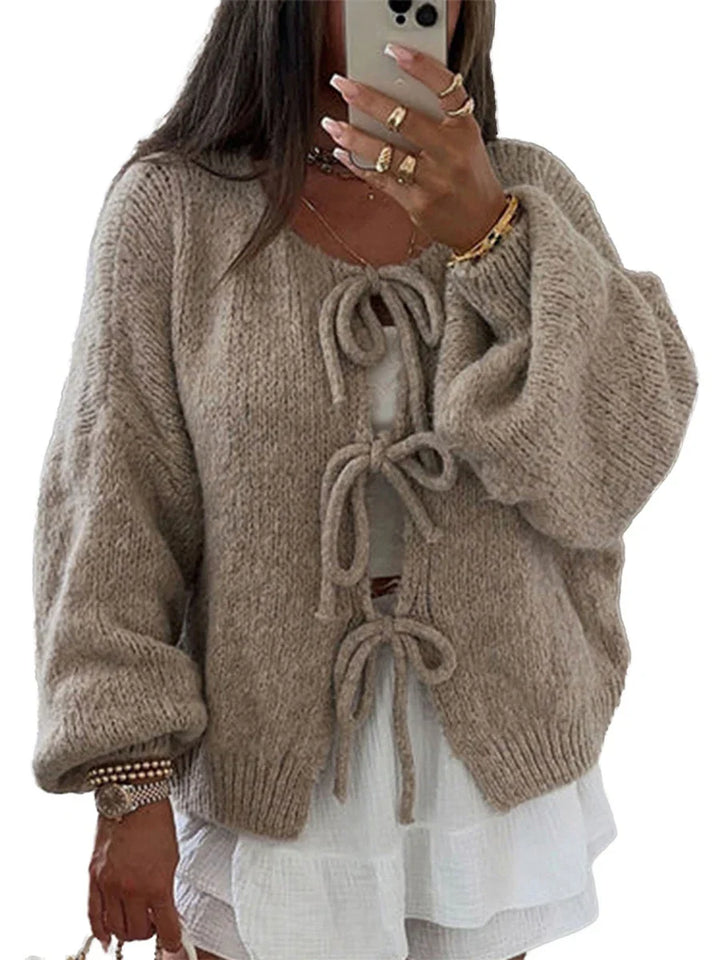 Elegante Damen Strickjacke im gemütlichen Casual-Stil in Khaki