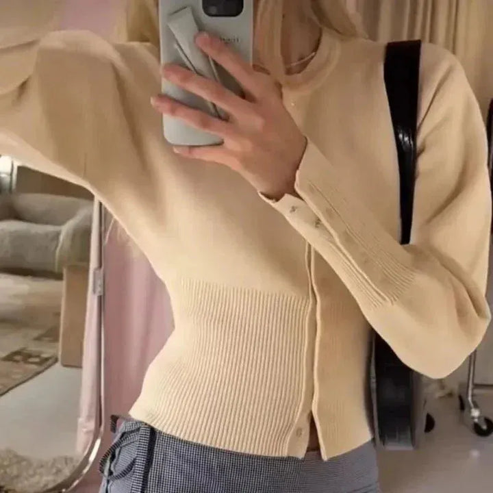 Elegante Damen Strickjacke mit Rippenstruktur (5)