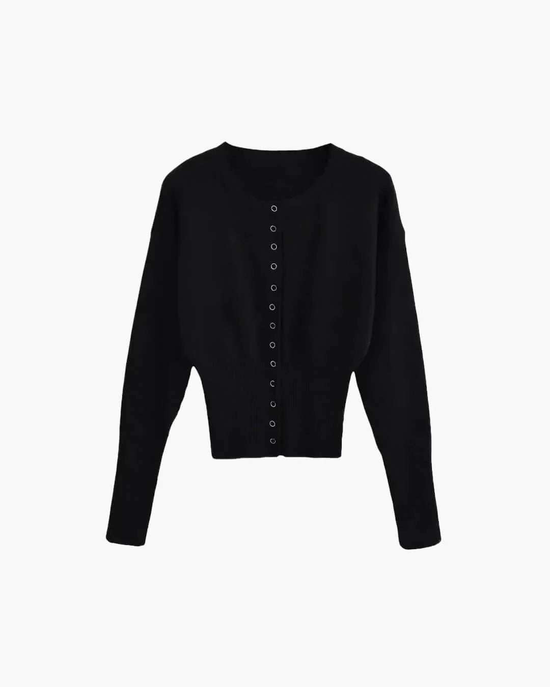 Elegante Damen Strickjacke mit Rippenstruktur in Schwarz