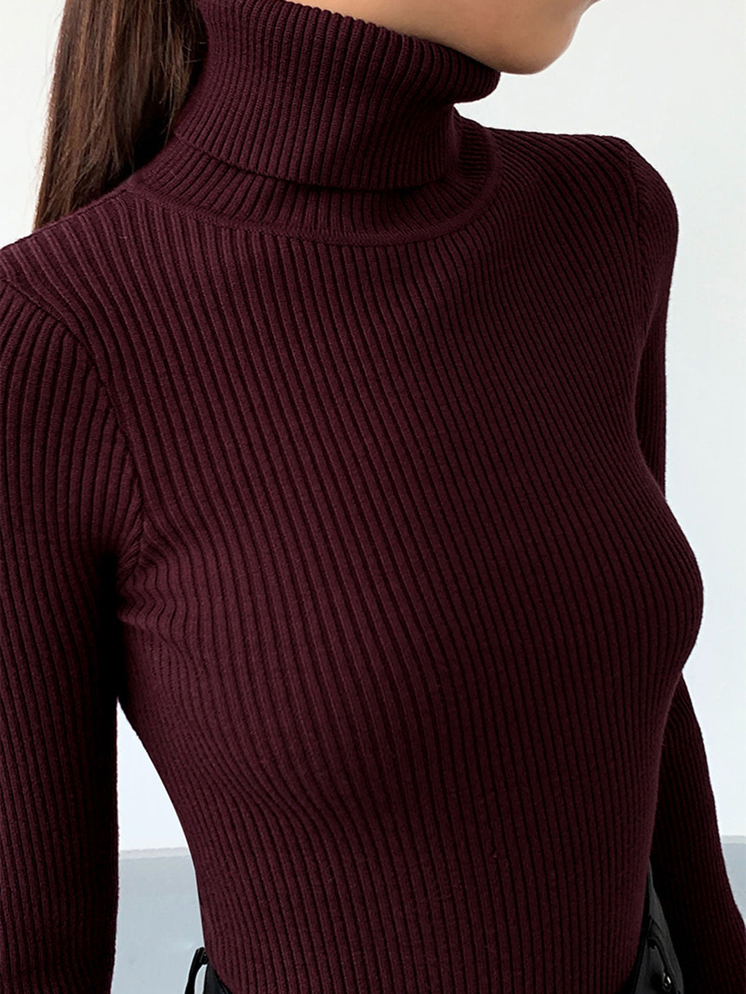 Elegante Damen Strickjacke Rollkragen für Winter (2)