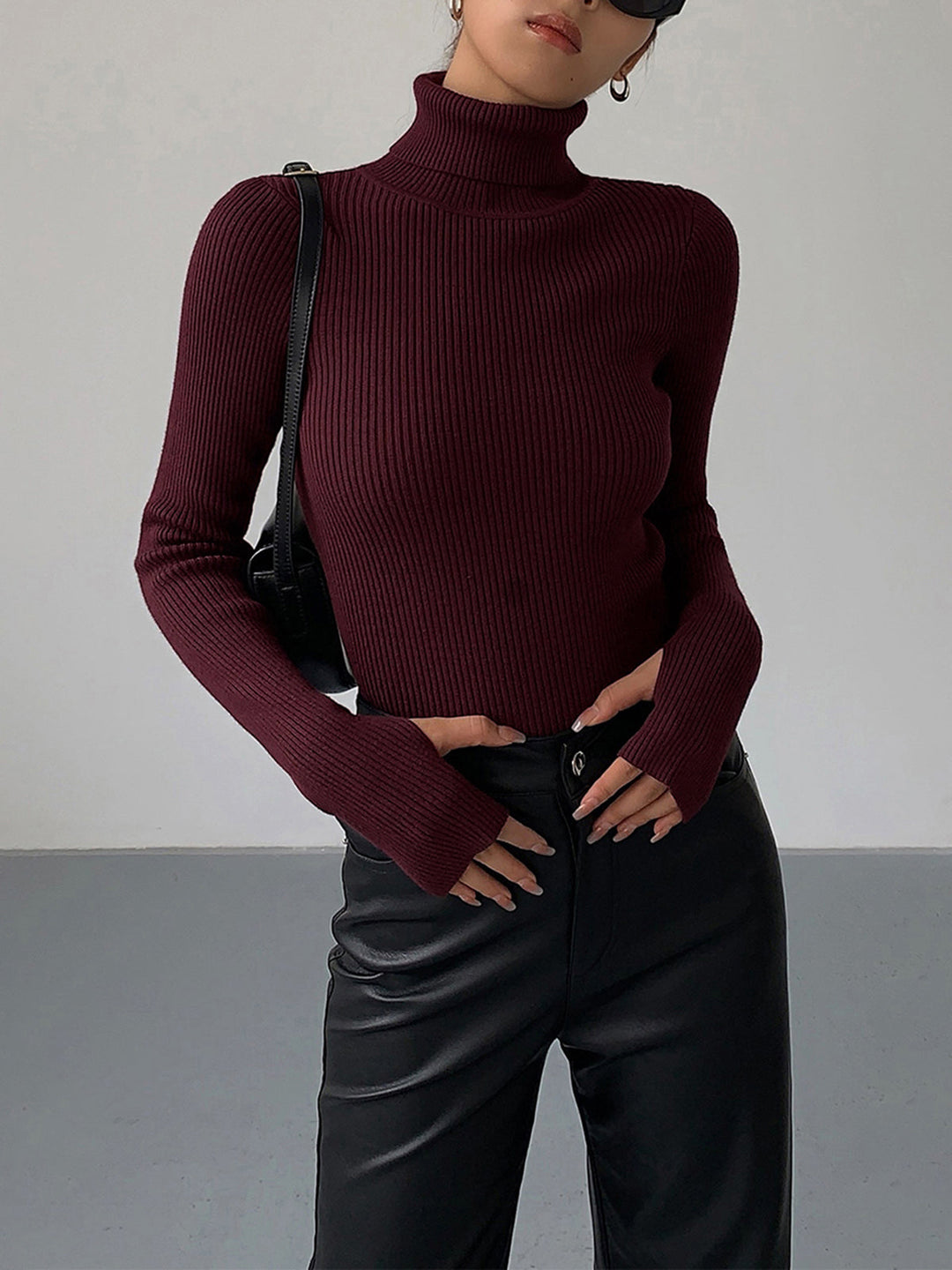 Elegante Damen Strickjacke Rollkragen für Winter (3)
