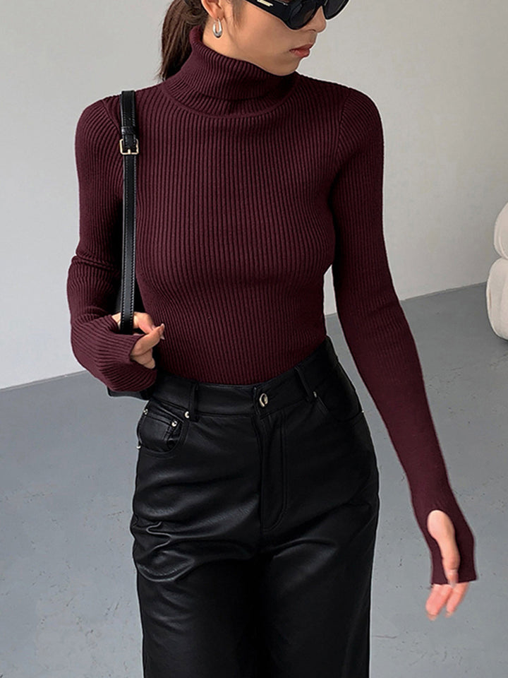 Elegante Damen Strickjacke Rollkragen für Winter (4)